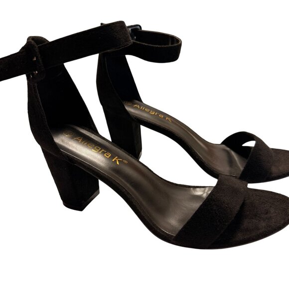 Allegra K Woman's Open Toe Chunky High Heel Ankle Strap Sandals Black 10 - Picture 2 of 11